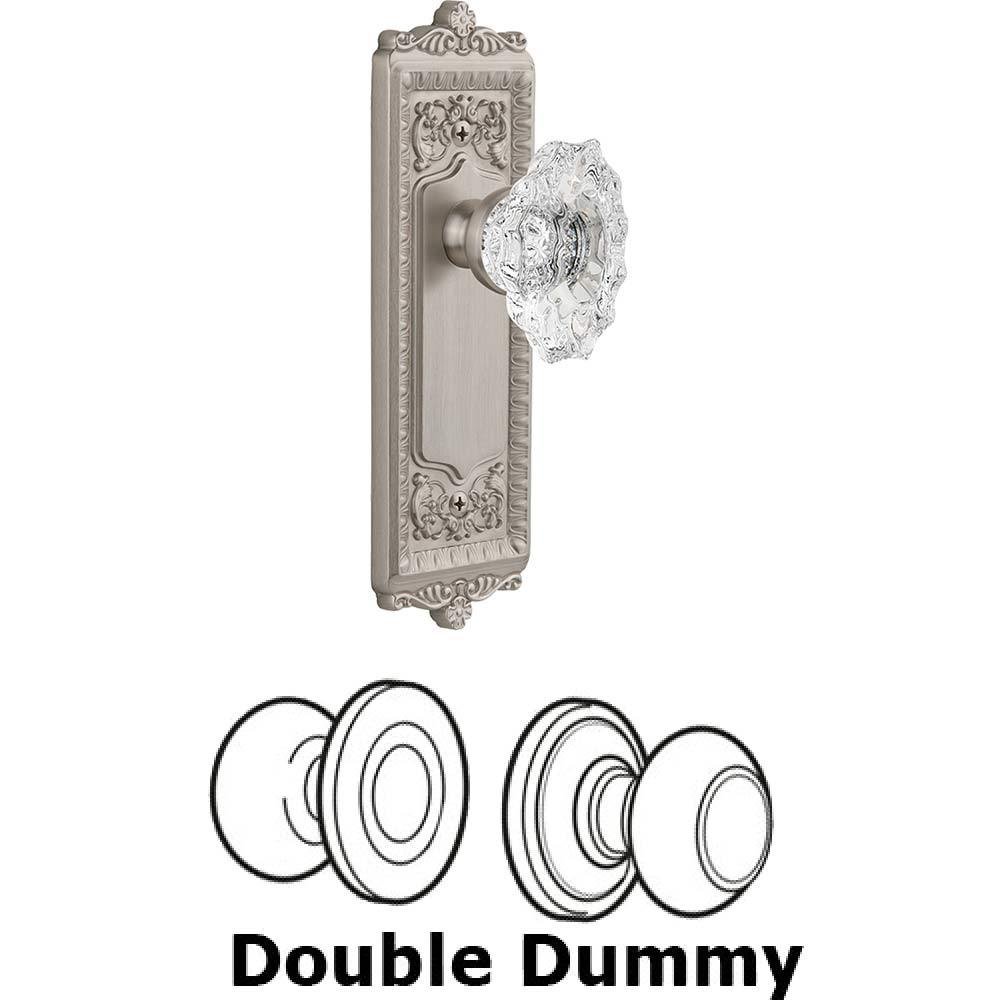 Double Dummy Set - Windsor Plate with Crystal Biarritz Knob in Satin Nickel
