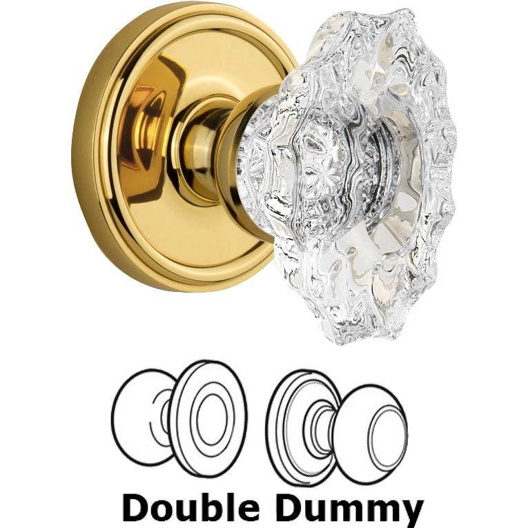 Double Dummy Set - Georgetown Rosette with Crystal Biarritz Knob in Polished Brass