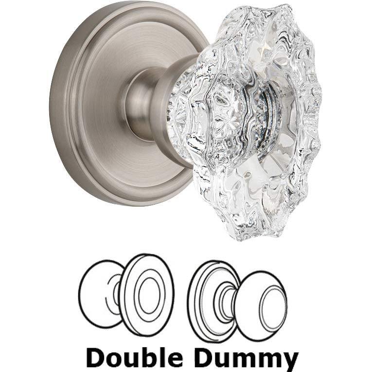 Double Dummy Set - Georgetown Rosette with Crystal Biarritz Knob in Satin Nickel