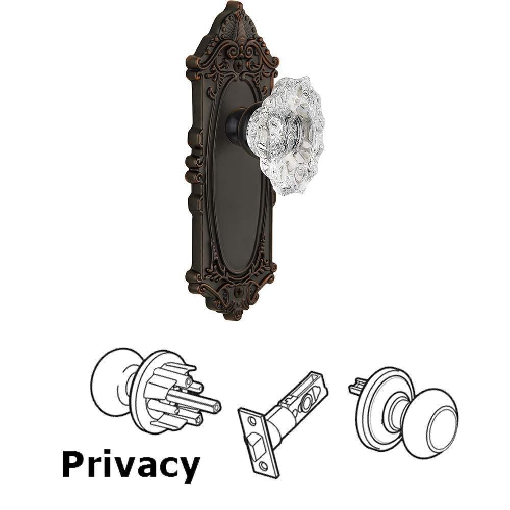 Complete Privacy Set - Grande Victorian Plate with Crystal Biarritz Knob in Timeless Bronze