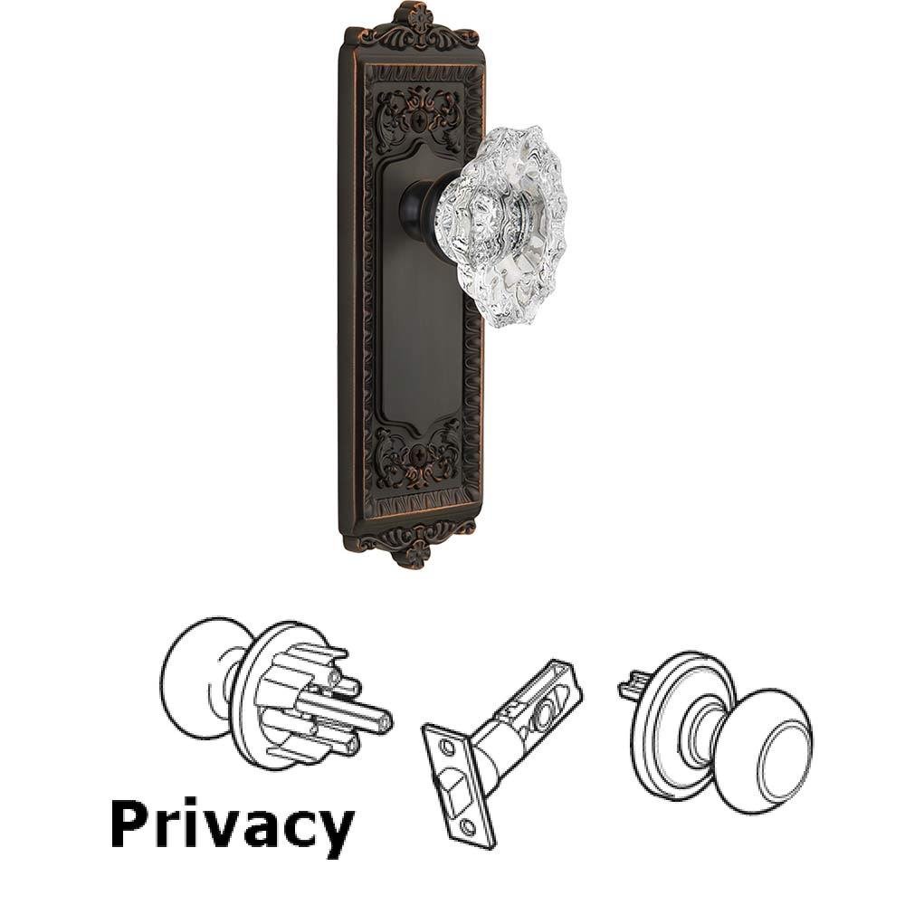 Complete Privacy Set - Windsor Plate with Crystal Biarritz Knob in Timeless Bronze