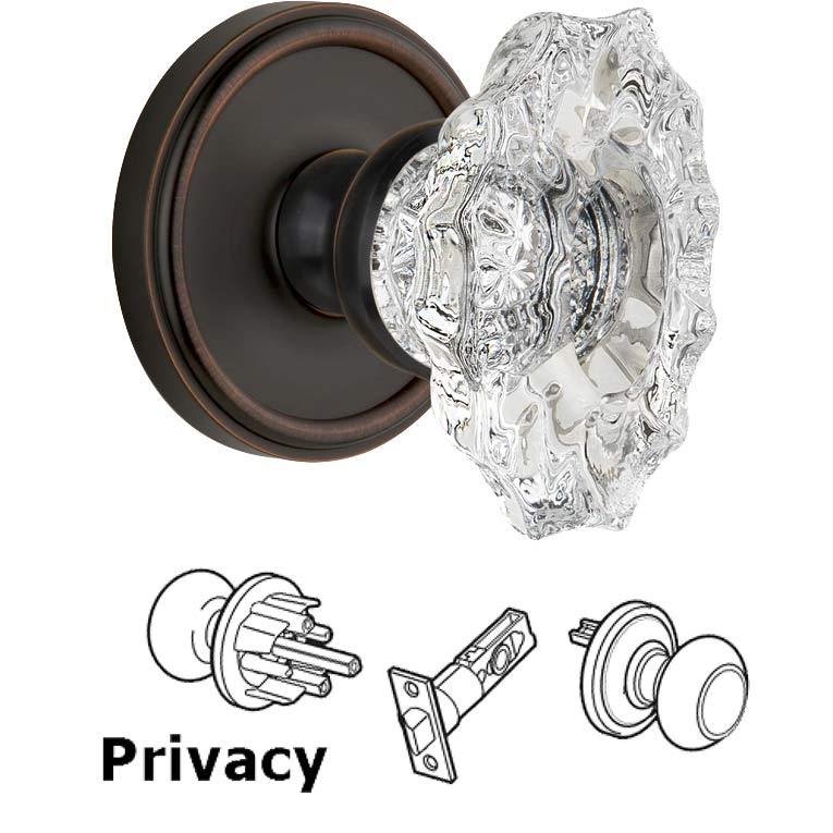 Complete Privacy Set - Georgetown Rosette with Crystal Biarritz Knob in Timeless Bronze