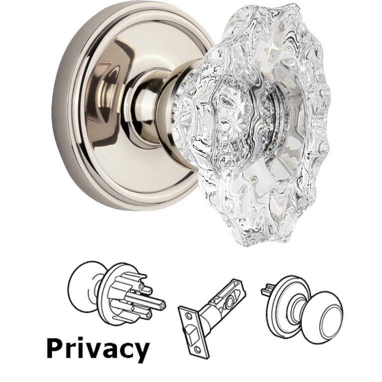 Complete Privacy Set - Georgetown Rosette with Crystal Biarritz Knob in Polished Nickel