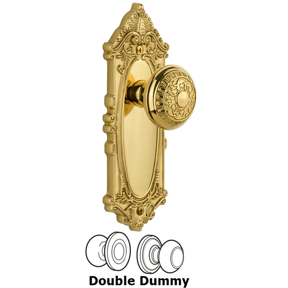 Grandeur Grande Victorian Plate Double Dummy with Windsor Knob in Polished Brass