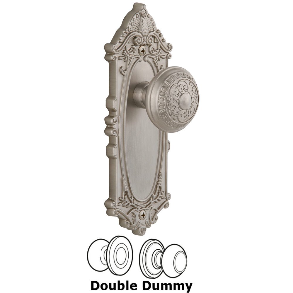 Grandeur Grande Victorian Plate Double Dummy with Windsor Knob in Satin Nickel