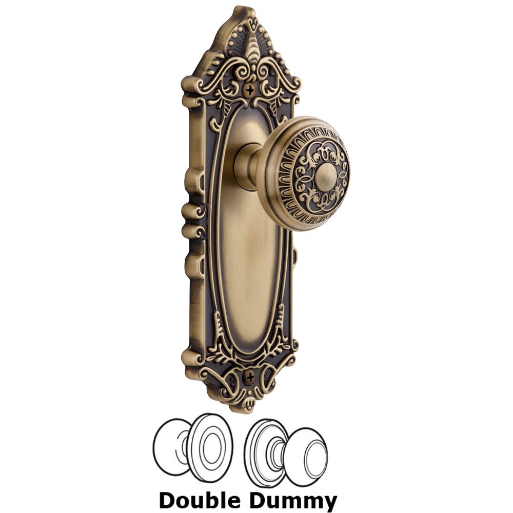 Grandeur Grande Victorian Plate Double Dummy with Windsor Knob in Vintage Brass