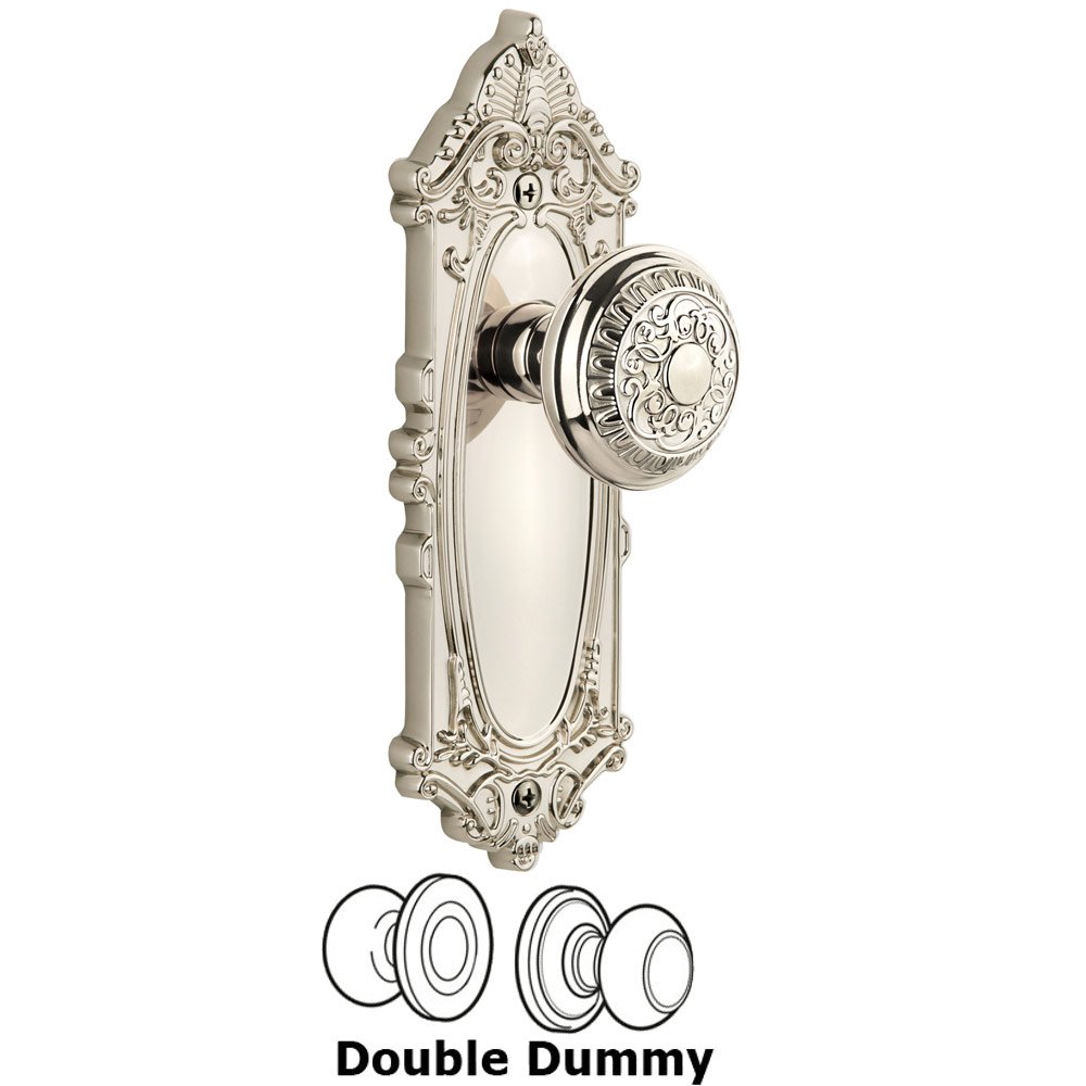 Grandeur Grande Victorian Plate Double Dummy with Windsor Knob in Polished Nickel