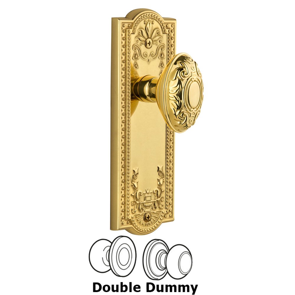 Grandeur Parthenon Plate Double Dummy with Grande Victorian Knob in Polished Brass