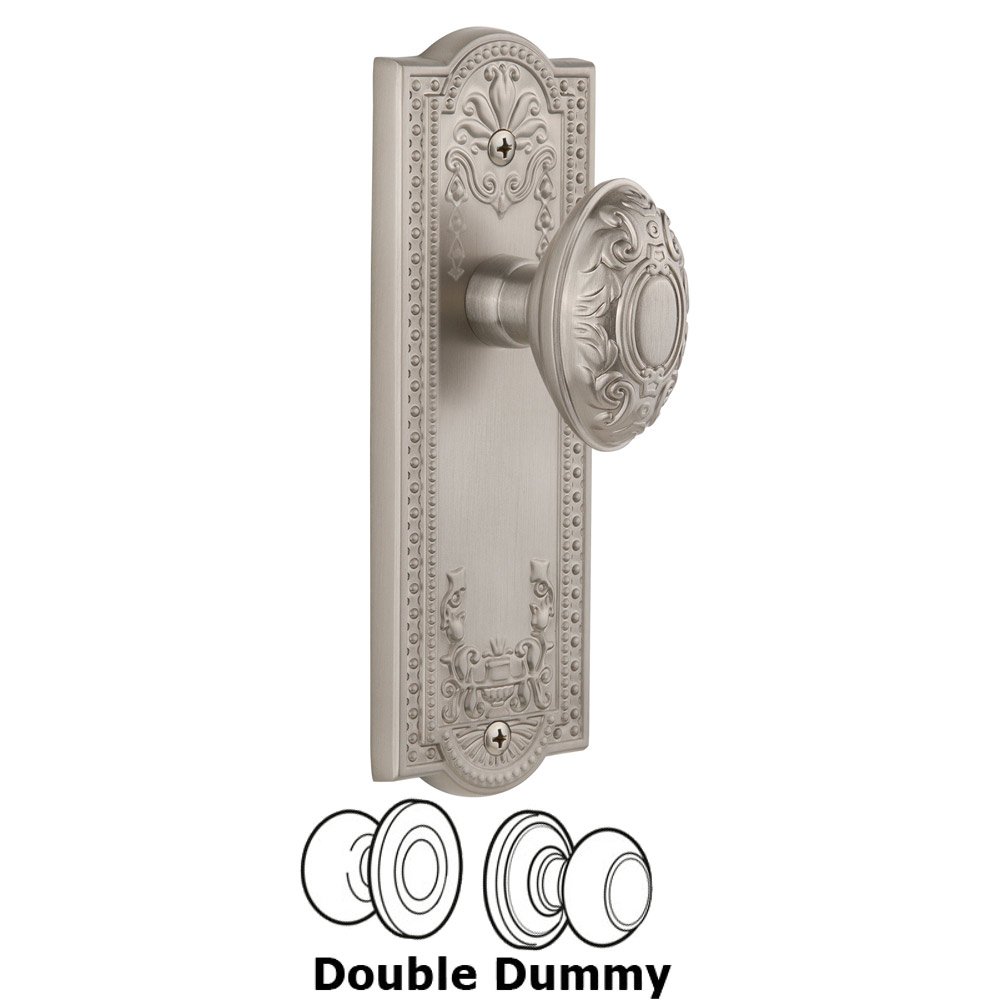 Grandeur Parthenon Plate Double Dummy with Grande Victorian Knob in Satin Nickel