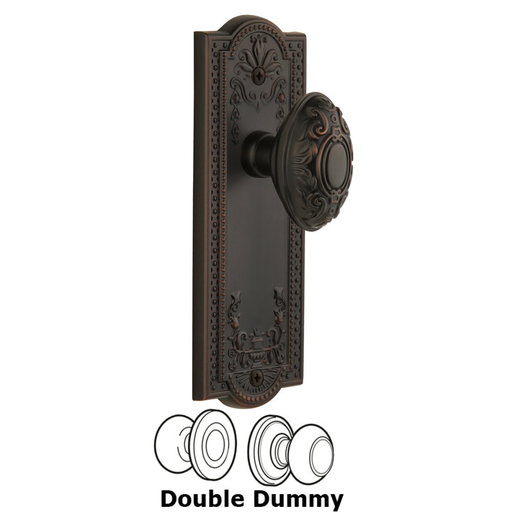 Grandeur Parthenon Plate Double Dummy with Grande Victorian Knob in Timeless Bronze