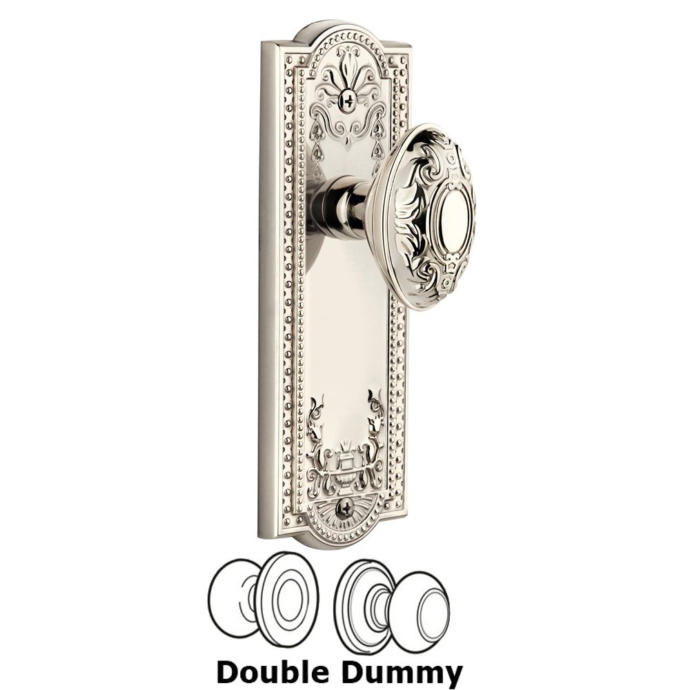 Grandeur Parthenon Plate Double Dummy with Grande Victorian Knob in Polished Nickel