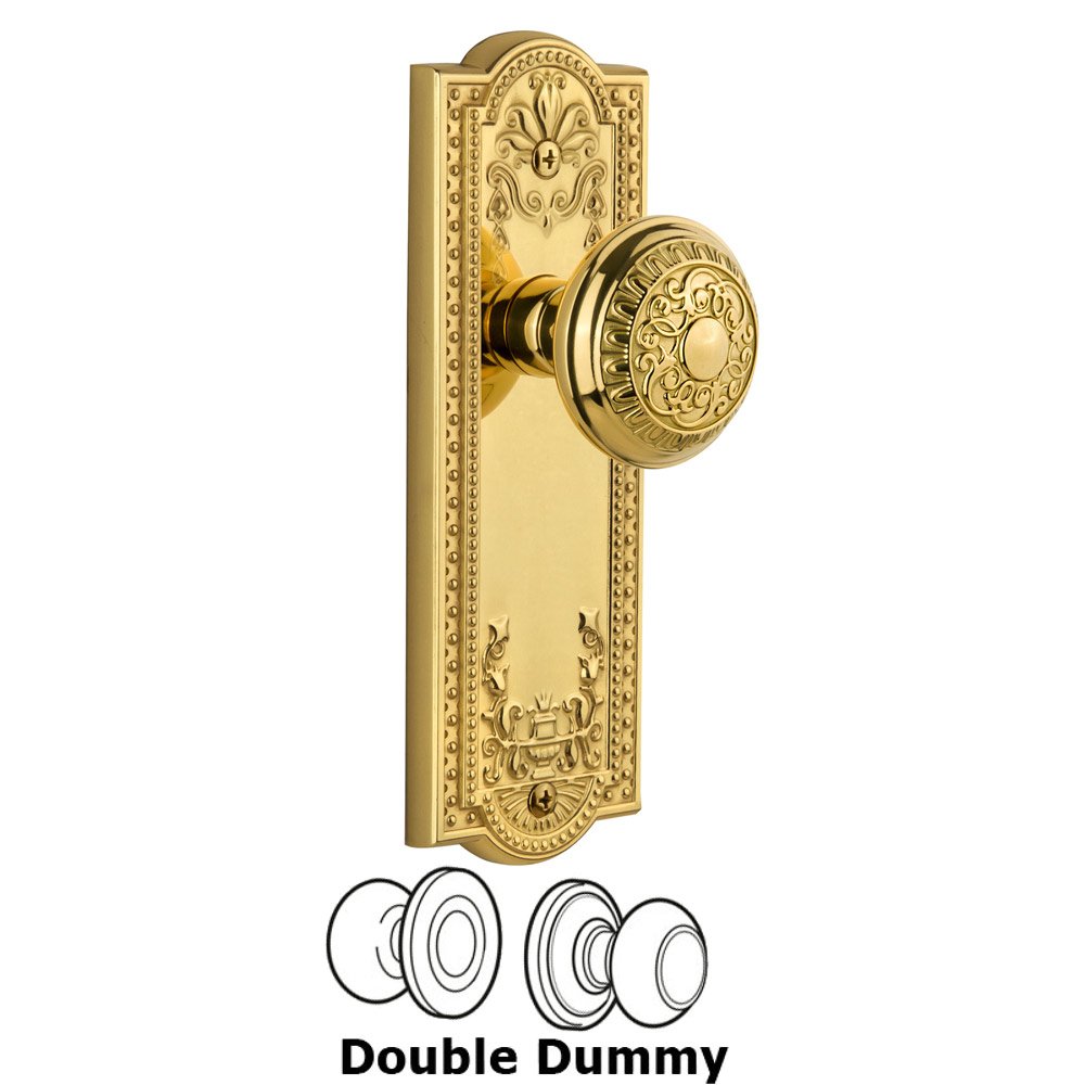 Grandeur Parthenon Plate Double Dummy with Windsor Knob in Polished Brass