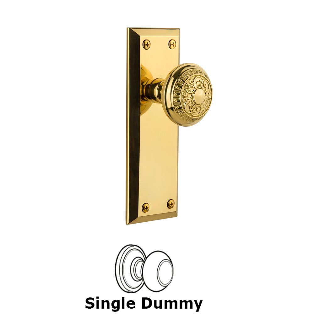 Grandeur Fifth Avenue Plate Dummy with Windsor Knob in Polished Brass