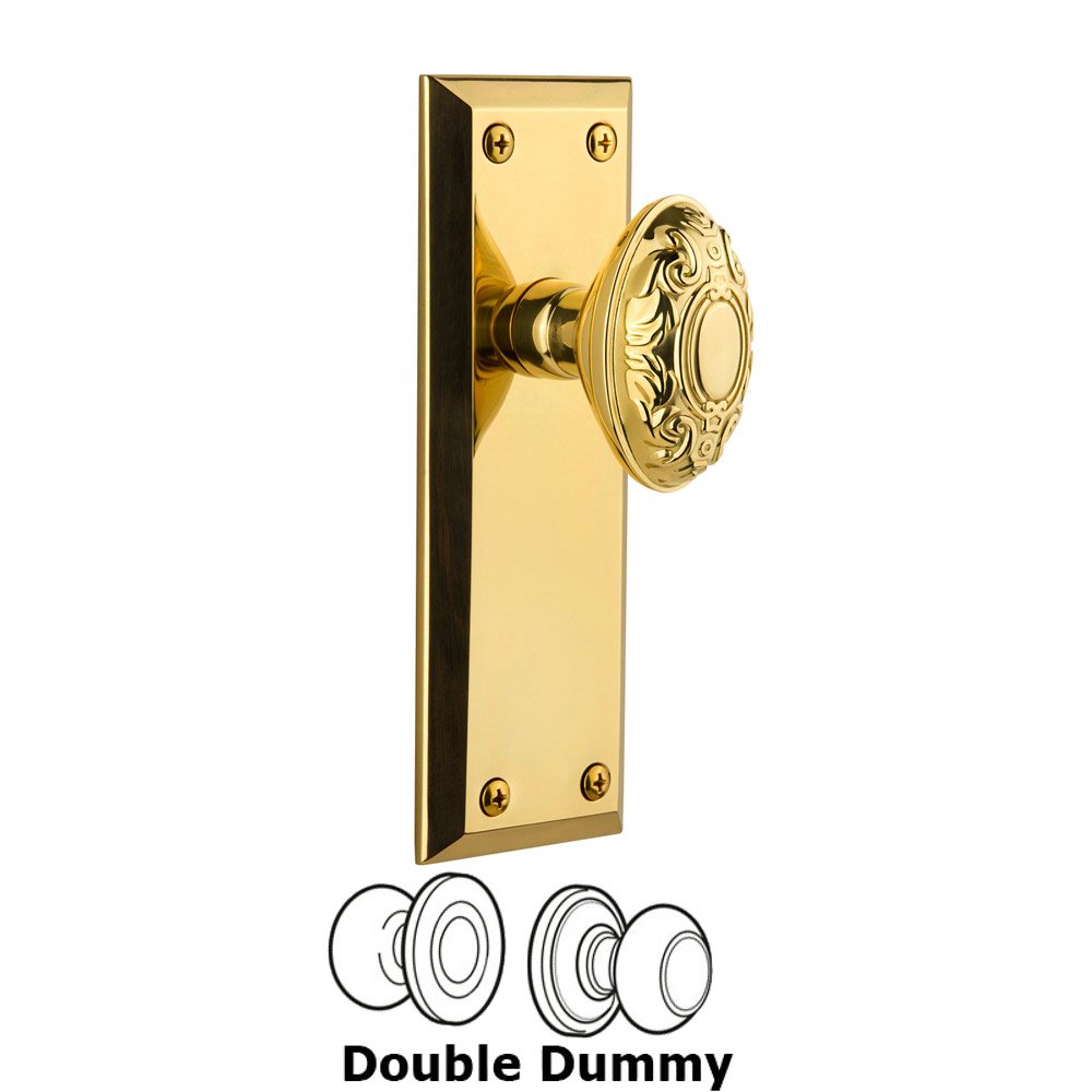 Grandeur Fifth Avenue Plate Double Dummy with Grande Victorian Knob in Polished Brass