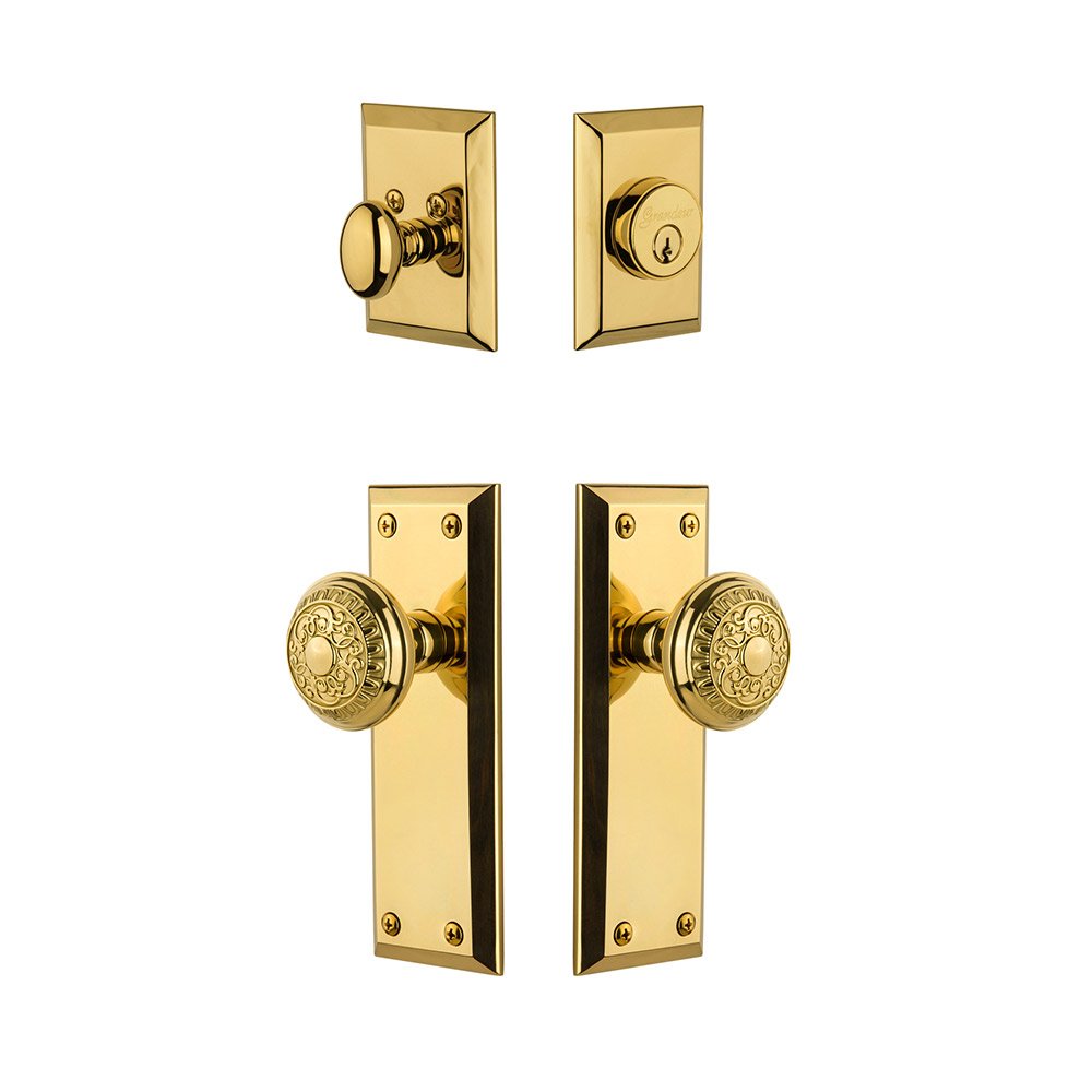 Fifth Avenue Plate With Windsor Knob & Matching Deadbolt In Lifetime Brass