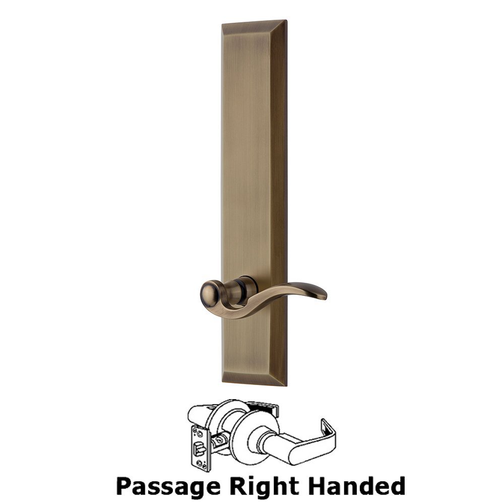 Passage Fifth Avenue Tall with Bellagio Right Handed Lever in Vintage Brass