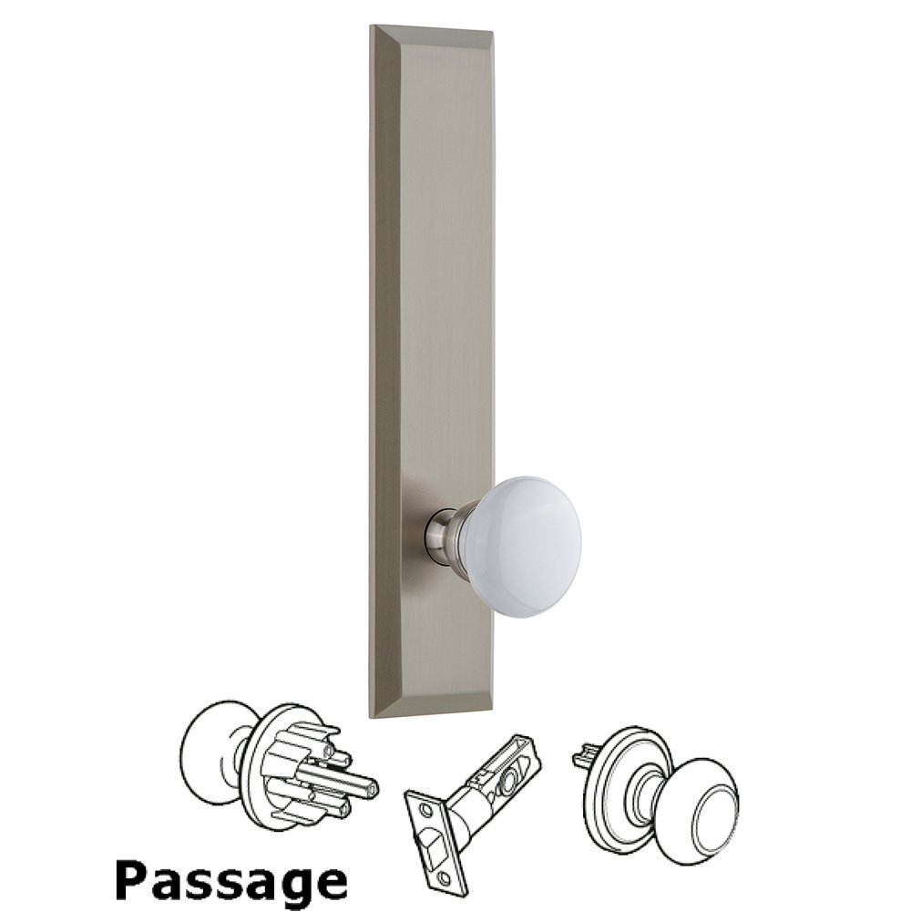Passage Fifth Avenue Tall with Hyde Park Knob in Satin Nickel