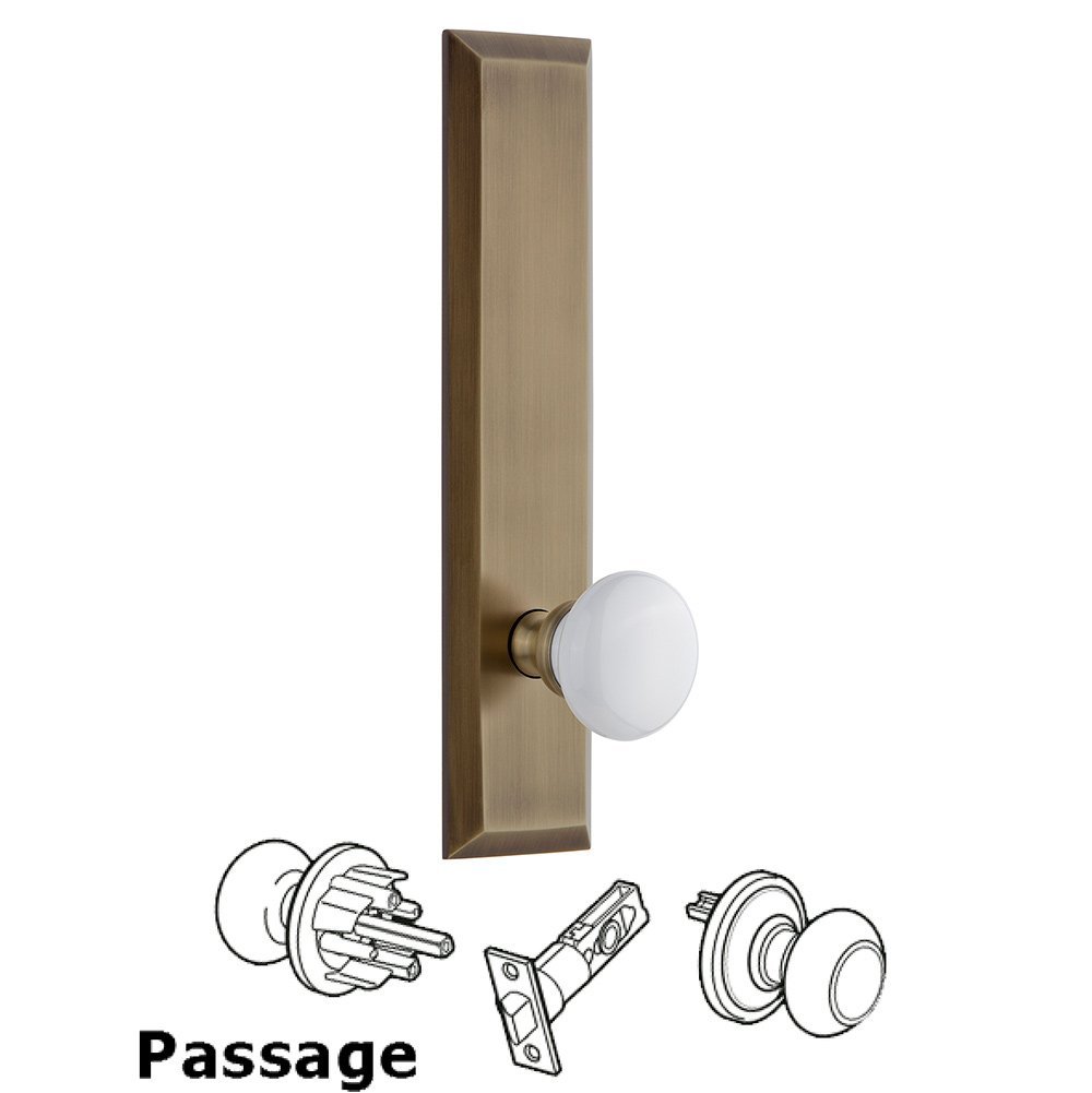 Passage Fifth Avenue Tall with Hyde Park Knob in Vintage Brass