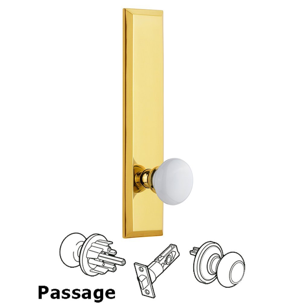 Passage Fifth Avenue Tall with Hyde Park Knob in Lifetime Brass