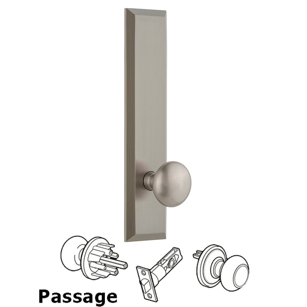 Passage Fifth Avenue Tall with Knob in Satin Nickel