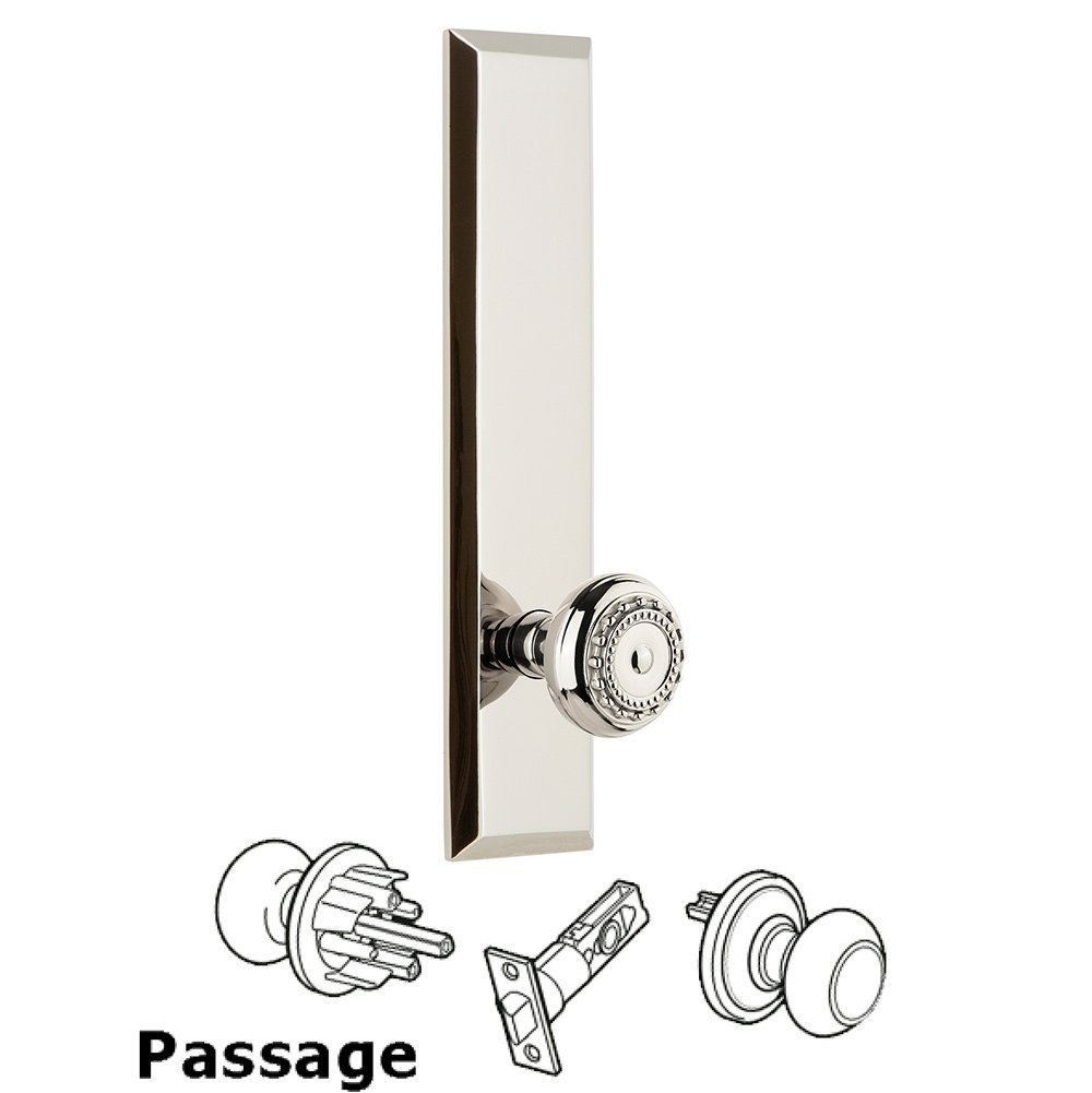Passage Fifth Avenue Tall with Parthenon Knob in Polished Nickel