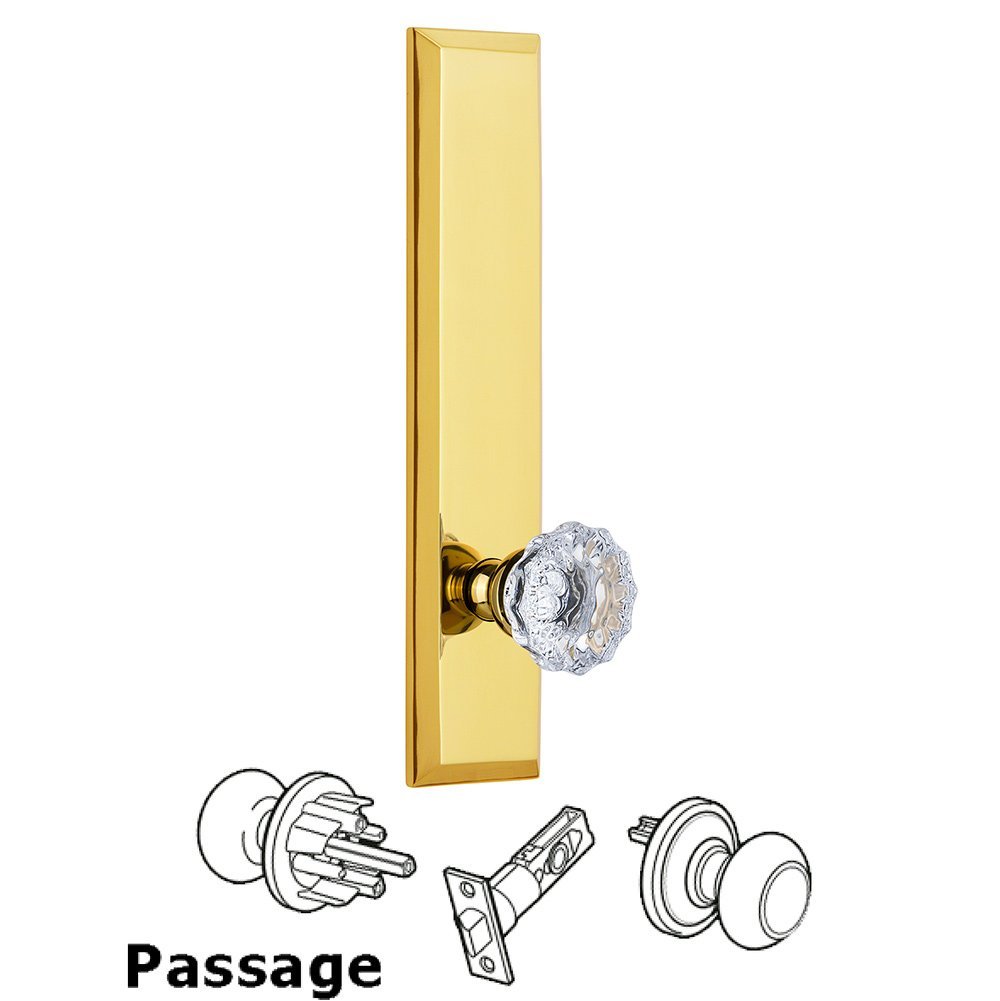 Passage Fifth Avenue Tall with Fontainebleau Knob in Polished Brass