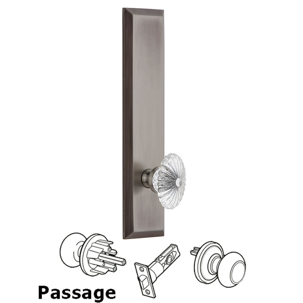 Passage Fifth Avenue Tall with Burgundy Knob in Antique Pewter