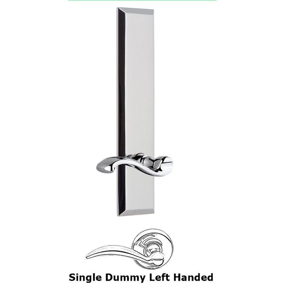 Single Dummy Fifth Avenue Tall Plate with Portofino Left Handed Lever in Bright Chrome
