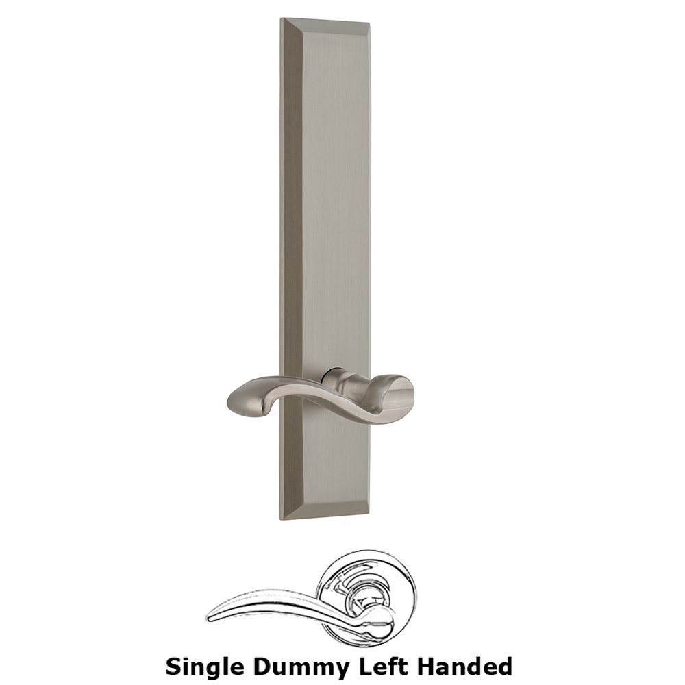Single Dummy Fifth Avenue Tall Plate with Portofino Left Handed Lever in Satin Nickel