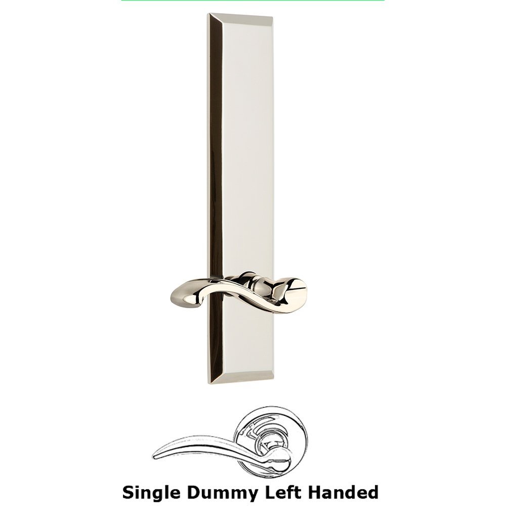 Single Dummy Fifth Avenue Tall Plate with Portofino Left Handed Lever in Polished Nickel