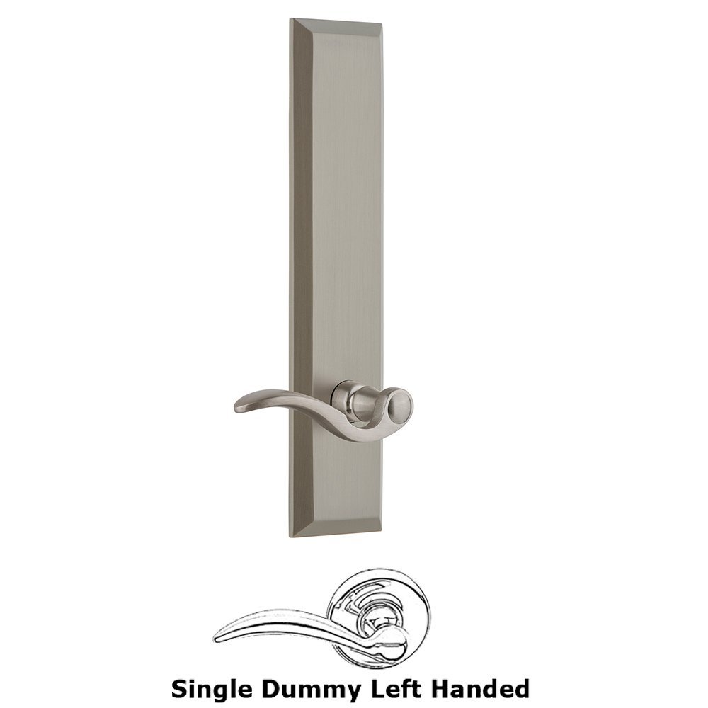 Single Dummy Fifth Avenue Tall Plate with Bellagio Left Handed Lever in Satin Nickel