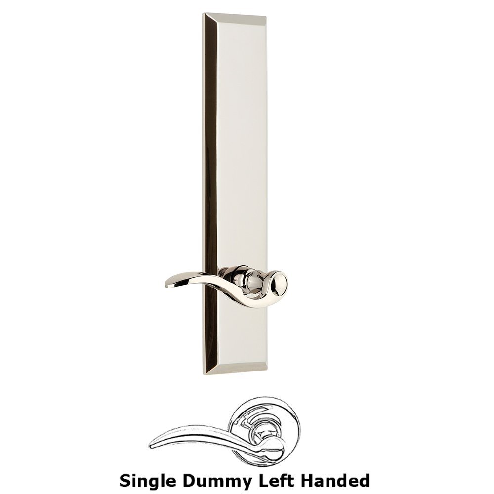 Single Dummy Fifth Avenue Tall Plate with Bellagio Left Handed Lever in Polished Nickel