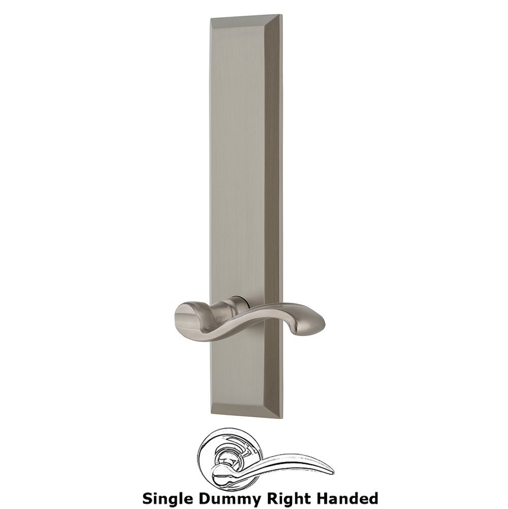 Single Dummy Fifth Avenue Tall Plate with Portofino Right Handed Lever in Satin Nickel