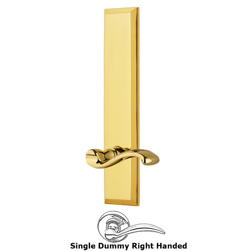 Single Dummy Fifth Avenue Tall Plate with Portofino Right Handed Lever in Lifetime Brass