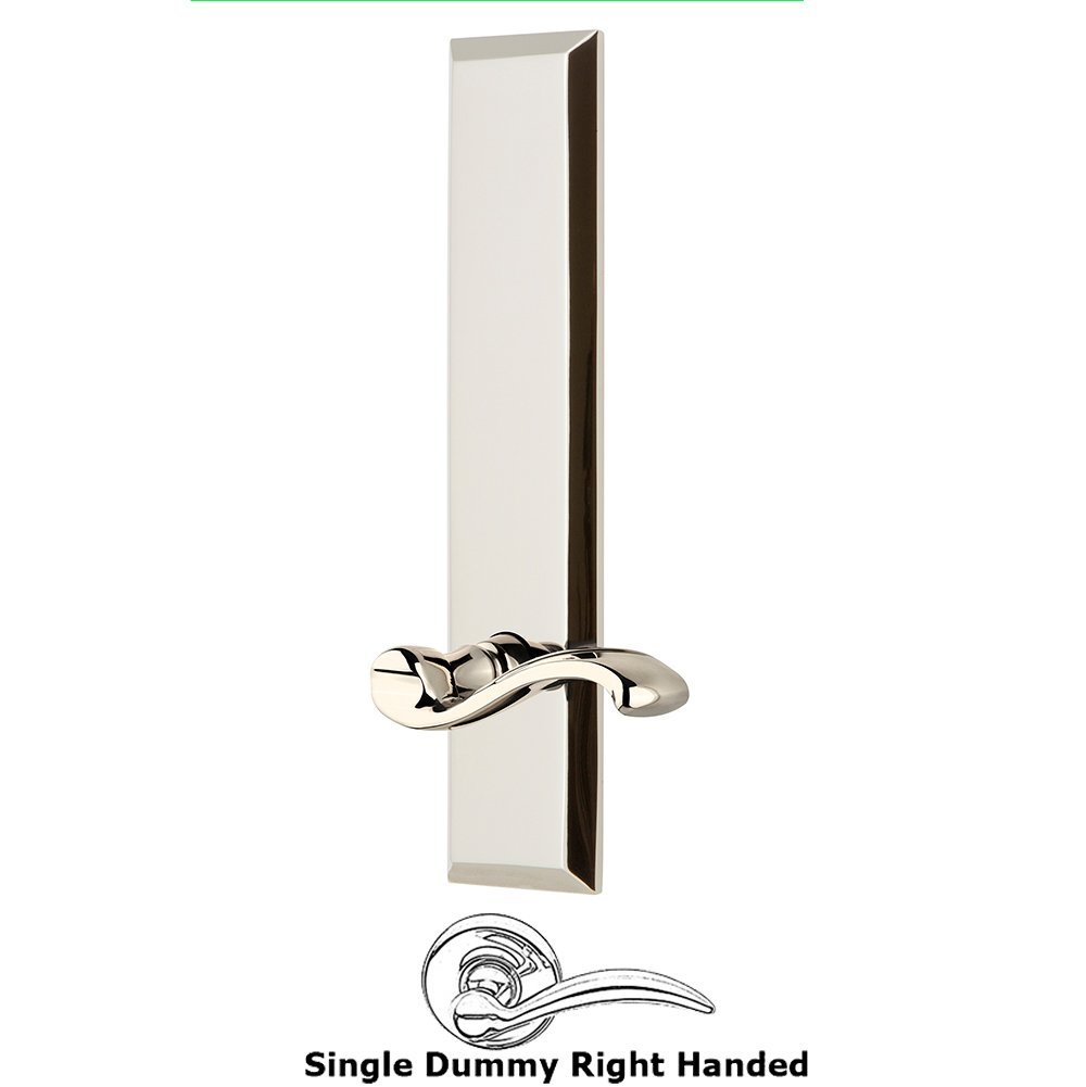 Single Dummy Fifth Avenue Tall Plate with Portofino Right Handed Lever in Polished Nickel