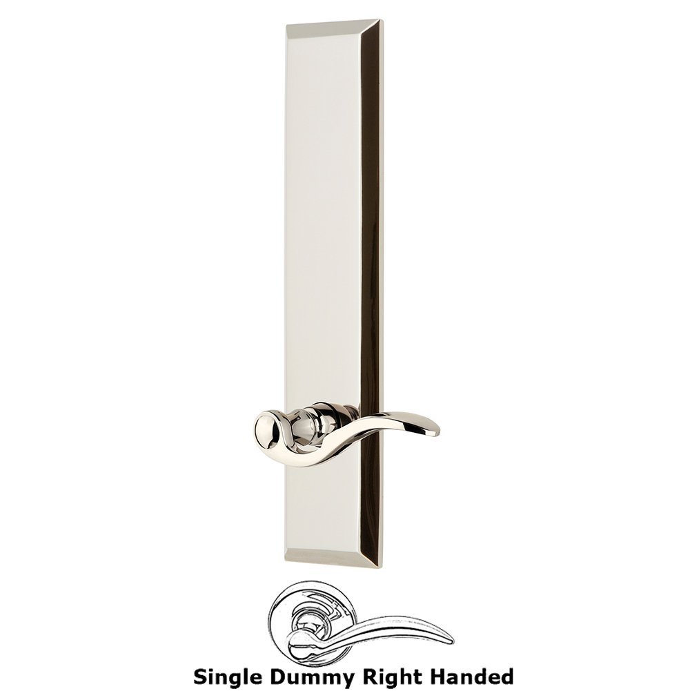 Single Dummy Fifth Avenue Tall Plate with Bellagio Right Handed Lever in Polished Nickel
