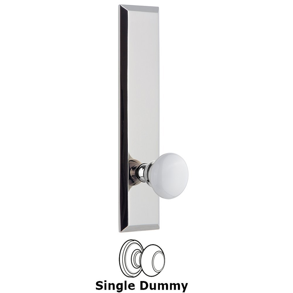 Single Dummy Fifth Avenue Tall Plate with Hyde Park Knob in Bright Chrome