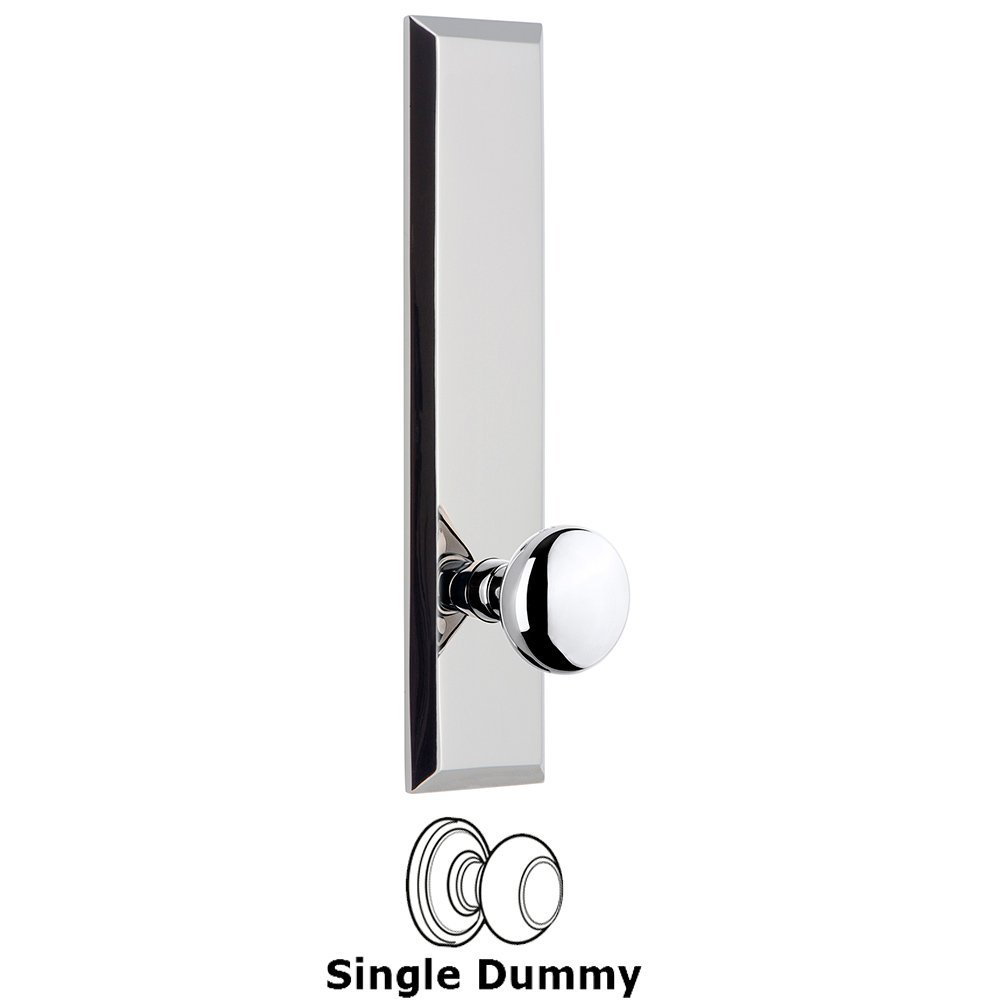 Single Dummy Fifth Avenue Tall Plate with Fifth Avenue Knob in Bright Chrome