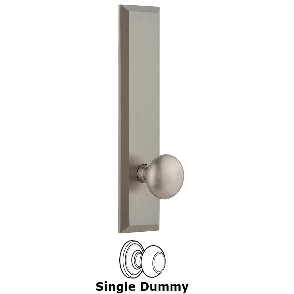 Single Dummy Fifth Avenue Tall Plate with Fifth Avenue Knob in Satin Nickel