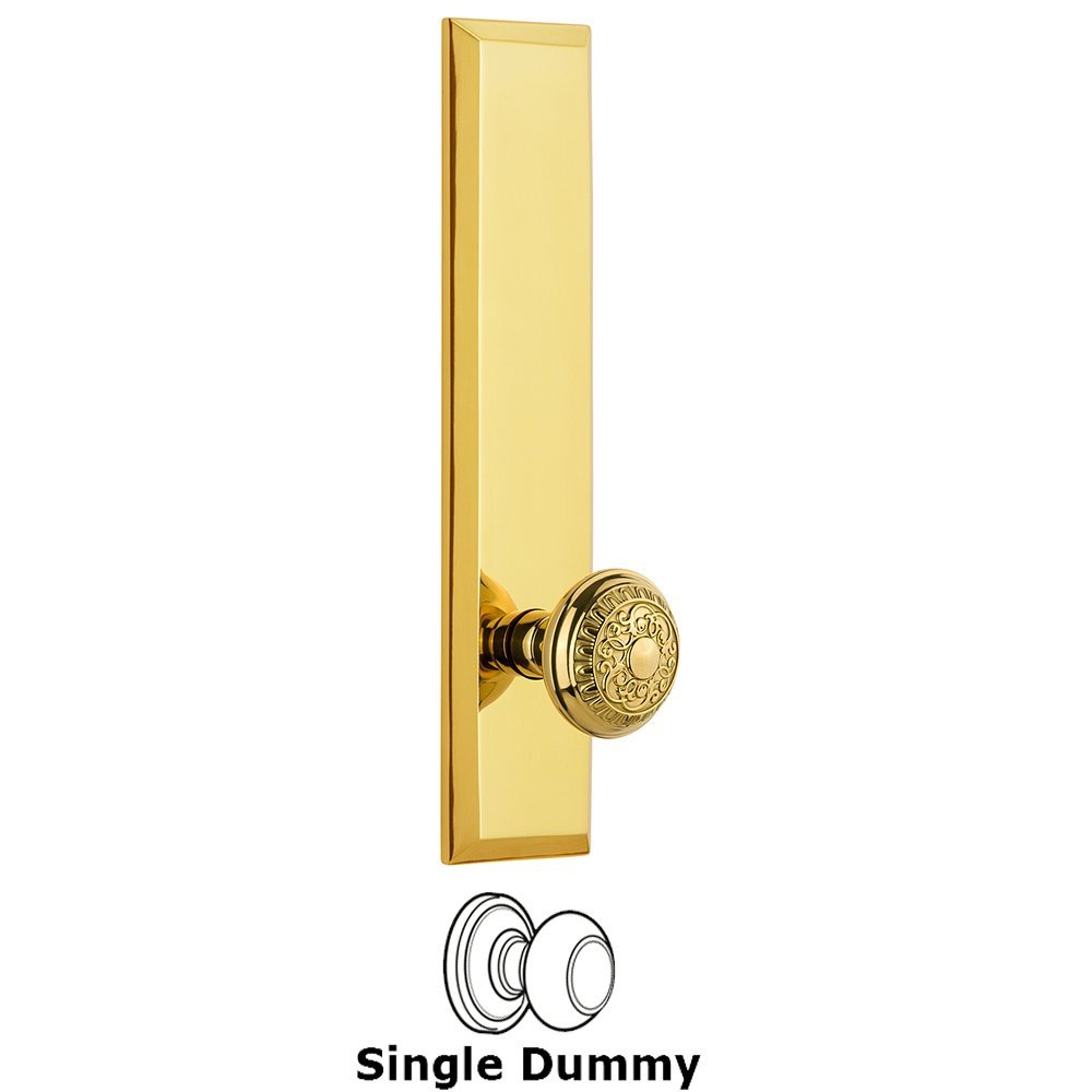 Single Dummy Fifth Avenue Tall Plate with Windsor Knob in Polished Brass