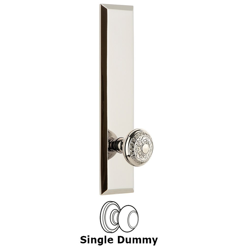 Single Dummy Fifth Avenue Tall Plate with Windsor Knob in Polished Nickel