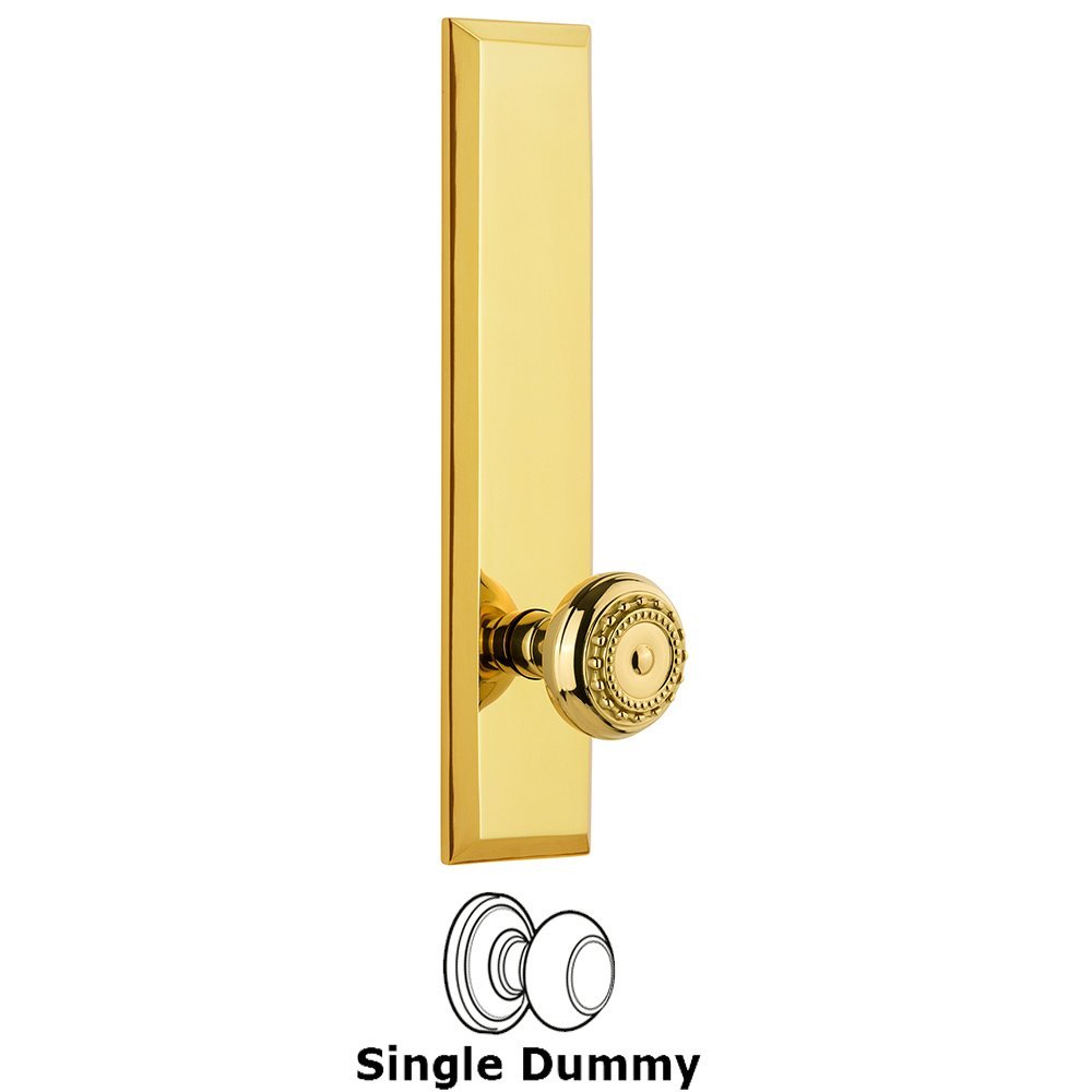 Single Dummy Fifth Avenue Tall Plate with Parthenon Knob in Polished Brass