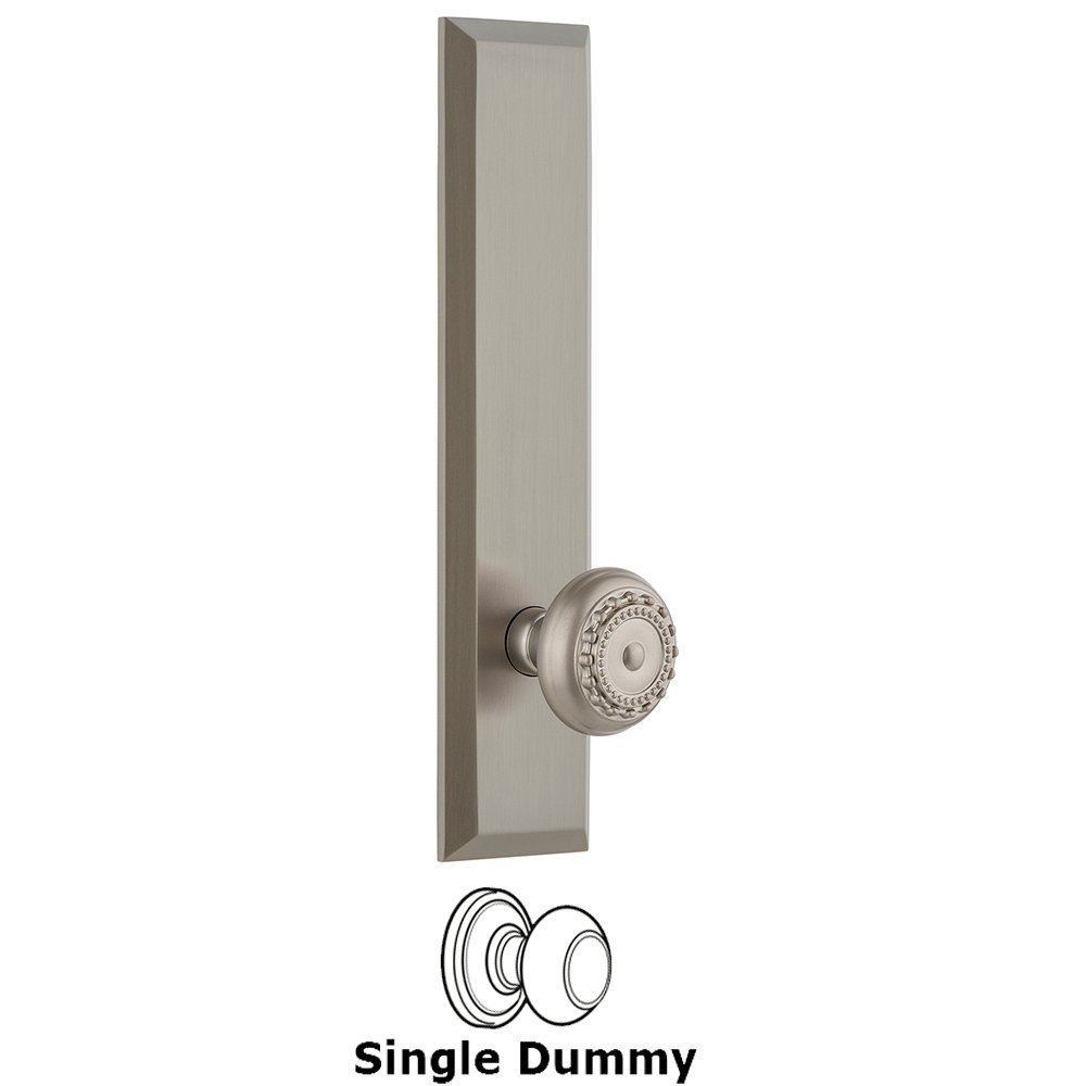 Single Dummy Fifth Avenue Tall Plate with Parthenon Knob in Satin Nickel