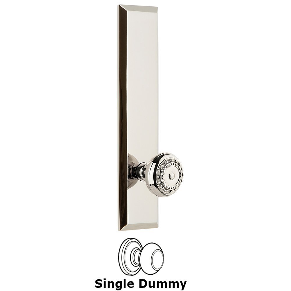 Single Dummy Fifth Avenue Tall Plate with Parthenon Knob in Polished Nickel