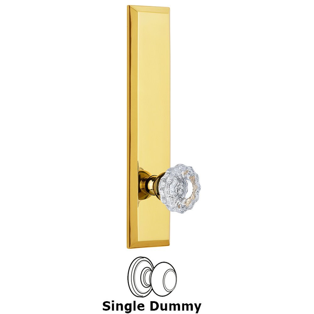 Single Dummy Fifth Avenue Tall Plate with Versailles Knob in Polished Brass