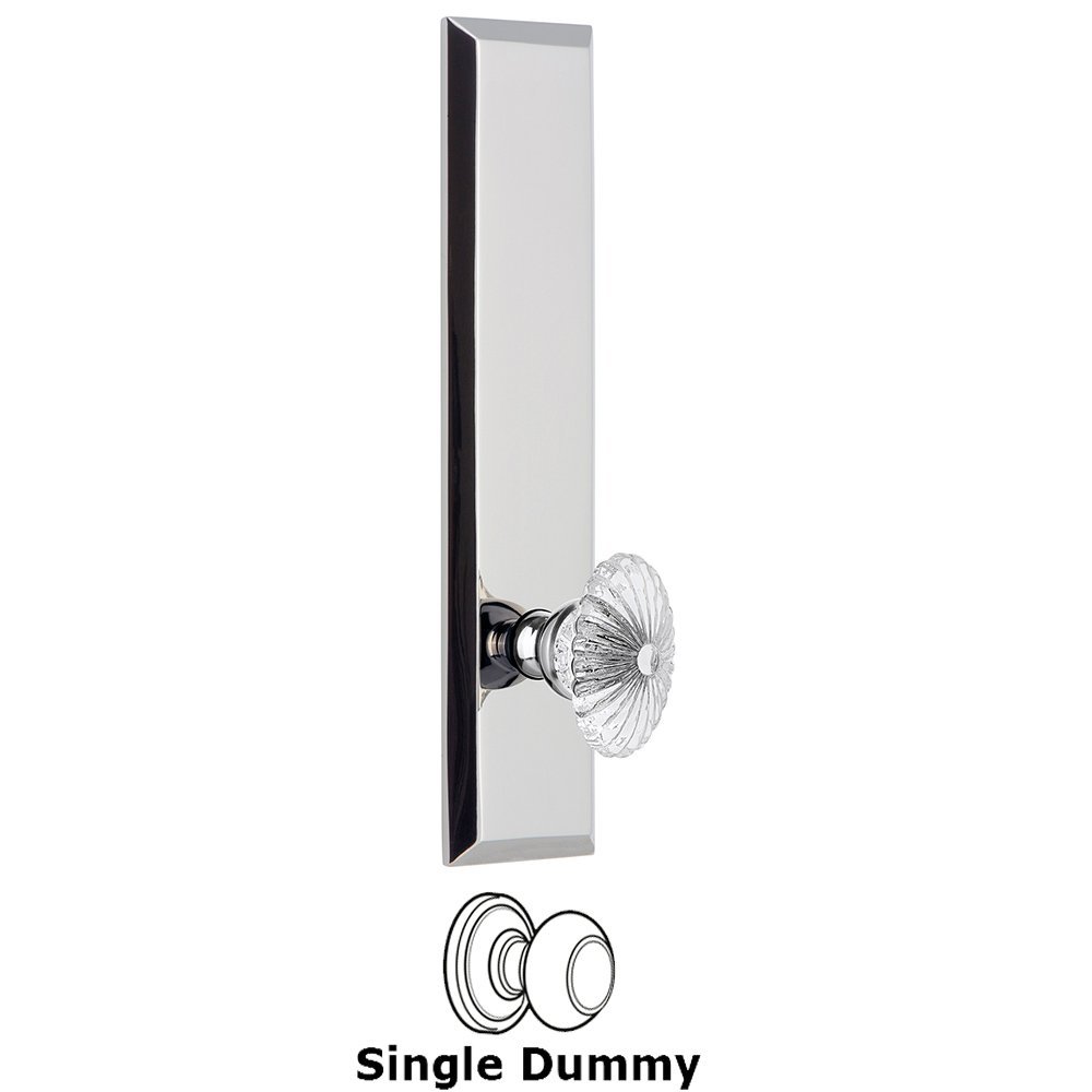 Single Dummy Fifth Avenue Tall Plate with Burgundy Knob in Bright Chrome