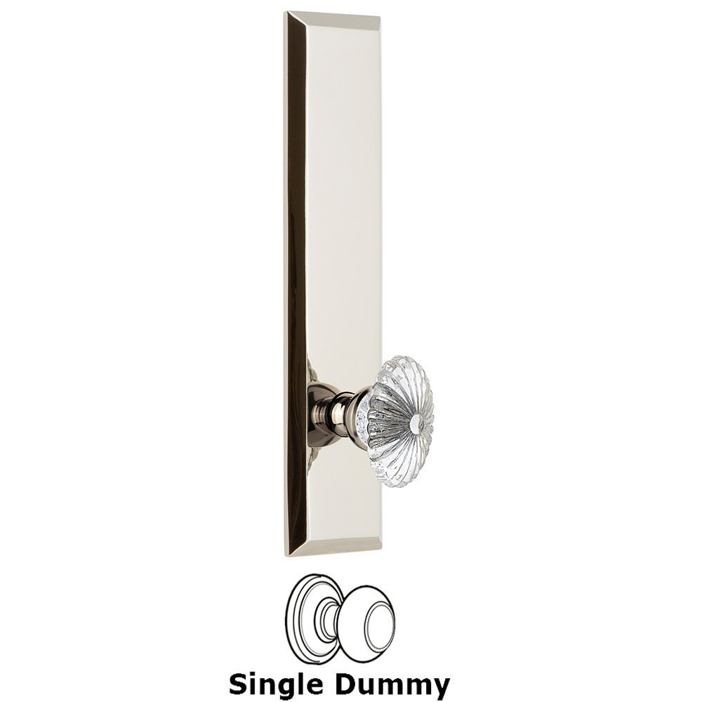 Single Dummy Fifth Avenue Tall Plate with Burgundy Knob in Polished Nickel