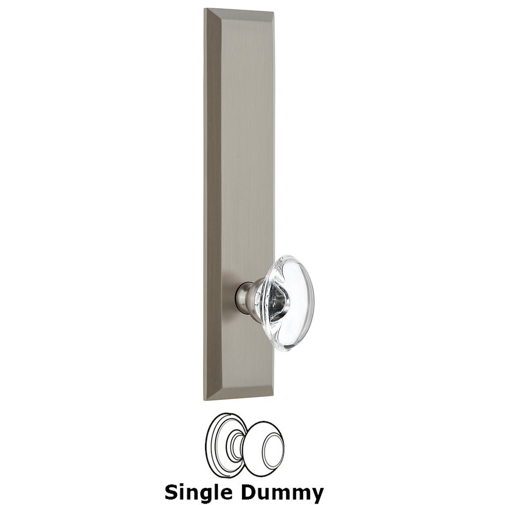Single Dummy Fifth Avenue Tall Plate with Provence Knob in Satin Nickel
