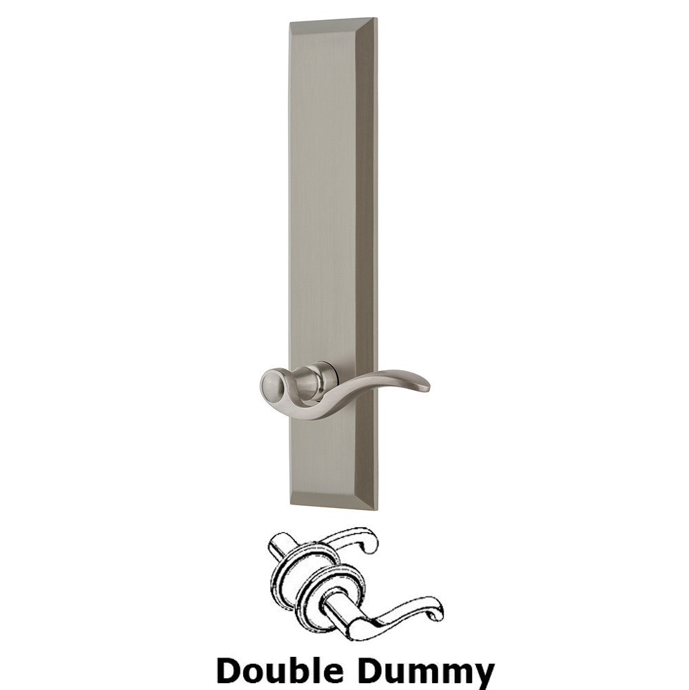 Double Dummy Fifth Avenue Tall with Bellagio Left Handed Lever in Satin Nickel