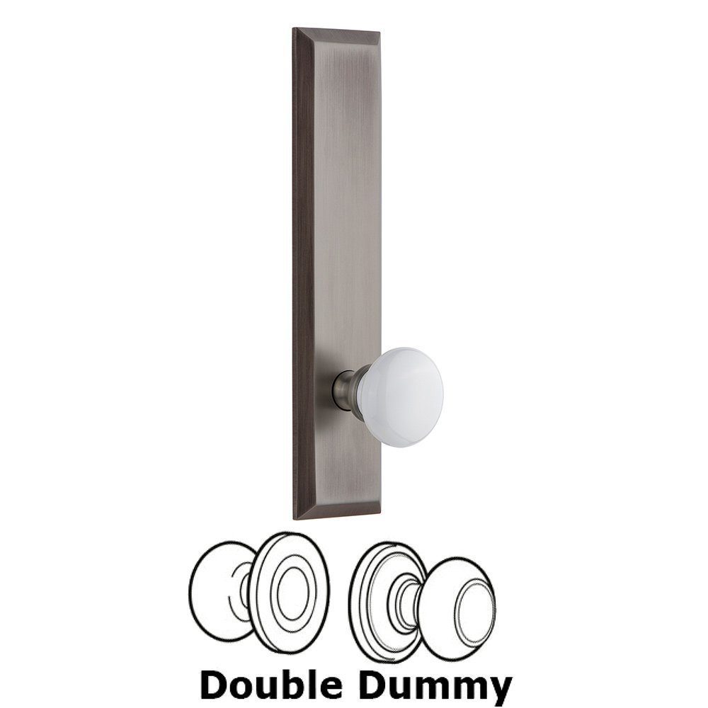 Double Dummy Fifth Avenue Tall with Hyde Park Knob in Antique Pewter